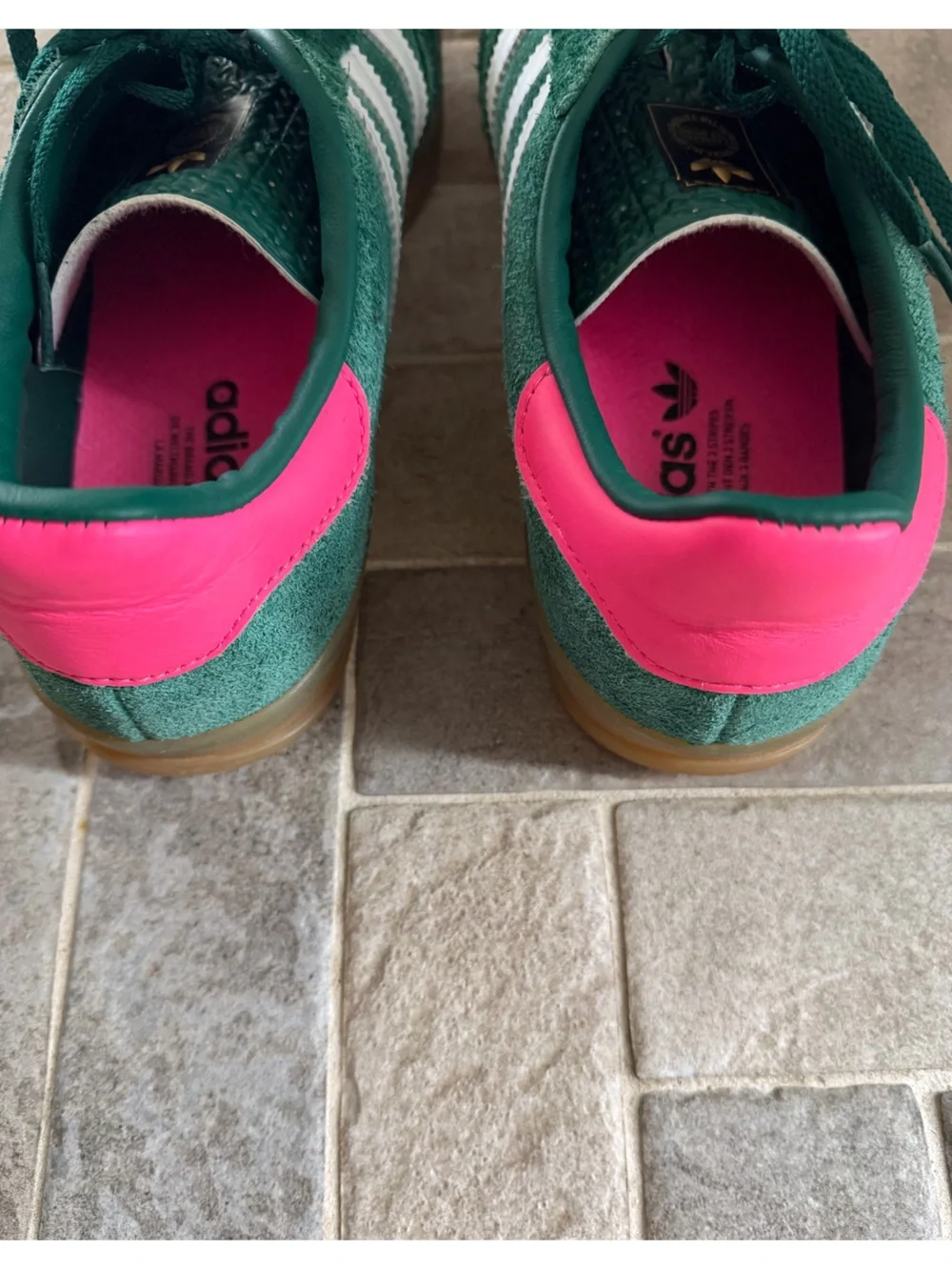 Adidas Gazelle Indoor Green Pink Gum Suede Sneakers Women’s 8.5 - Picture 6 of 7